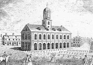 1740 Faneuil Hall, sketch by John Smybert