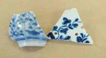 Both Chinese porcelain (left) and the less costly British creamware were found among artifacts of the wreck. (The News Journal/GARY EMEIGH)