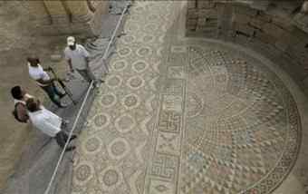 The massive 1,200-year-old carpet mosaic found at Jericho.
