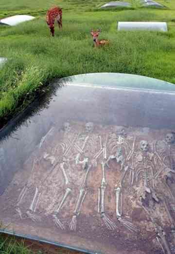 A pit of sacrifice from the Shang Dynasty is seen at the Yin Ruins in Anyang, Central China's Henan province.