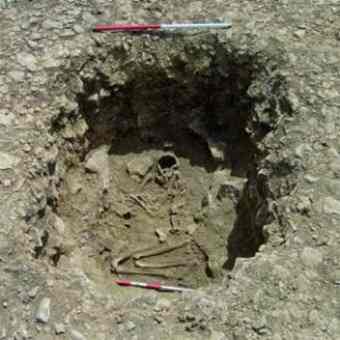 Skeleton in a burial site