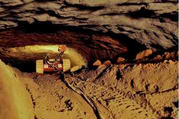 The robot car Tlaloque 1 enters the tunnels located under  the Temple of the Feathered Serpent. Photo: Melitón Tapia/INAH.
