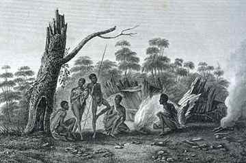 French depiction of Aboriginal life, 1807 (Tasmaniana Library, SLT) 