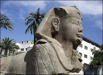 Sphinx statue of Pharaoh Nectanebo I, on the Avenue of the Sphinxes on a sandstone section of a road that dates back from 380-362 B.C., at the city of Luxor, southern Egypt. Egypt's antiquities department says archaeologists have unearthed 12 more sphinx statues along the ancient avenue connecting Luxor and Karnak temples. (AP Photo/Supreme Council of Antiquities) (Ho - AP) 