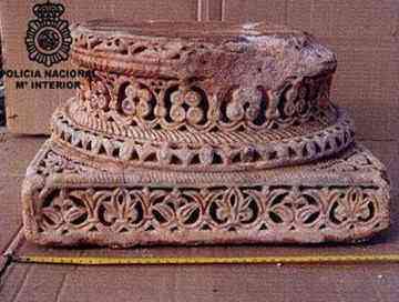 The base of a marble column stolen from the ancient Moorish city of Medina Azahara.