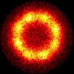 Free-ranging antihydrogen atoms annihilate inside a trap at the ALPHA experiment in Switzerland. Image courtesy CERN.