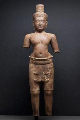 A sandstone depiction of Shiva, made during the Angkor Kingdom (802-1432), is part of the Honolulu Academy of Arts' Southeast Asian art collection.