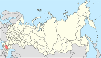 Map of Russia showing location of Stavropol Krai