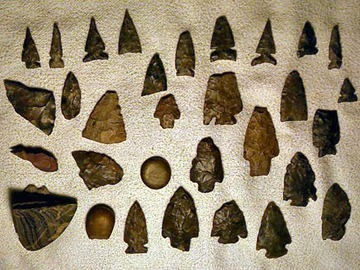 First Nation arrow-heads, spear-heads and artifacts,