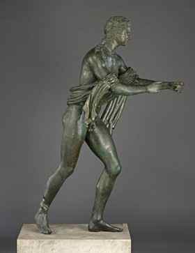 Apollo as an Archer (The Apollo Saettante), 100 BC- AD79. Medium: Bronze. Dimensions: Object: H: 147 x W: 55 x D: 114 cm (57 7/8 x 21 5/8 x 44 7/8 in.) Accession No. VEX.2011.1.1 Soprintendenza Speciale per i Beni Archeologici di Napoli e Pompei, Naples, Italy, 5629.