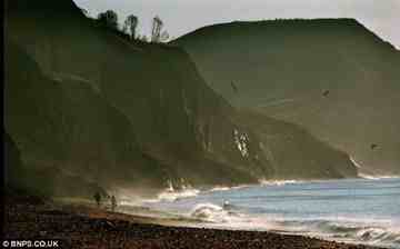 The giant Pleiosaur fossil was found here off the Jurassic coast in Dorset.