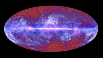 Our galaxy is represented by the thin white line running through the centre of this Planck telescope image.