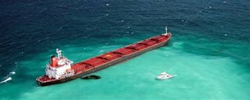 This Chinese coal carrier struck a reef off Great Keppel Island last April.