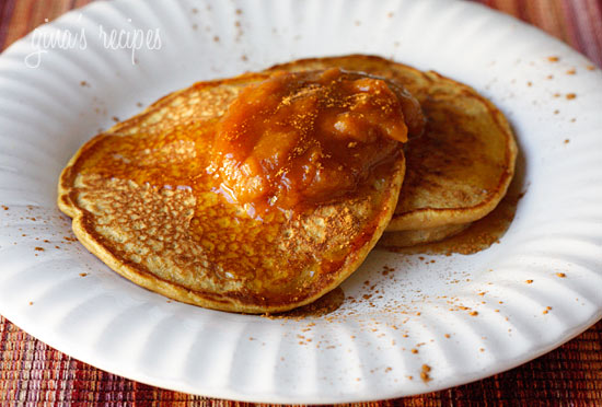 These whole wheat pancakes are lightly seasoned with brown sugar, pumpkin pie spice, vanilla, and topped with pumpkin butter for a hearty Autumn breakfast. Low fat, high in fiber and just plain good or you!