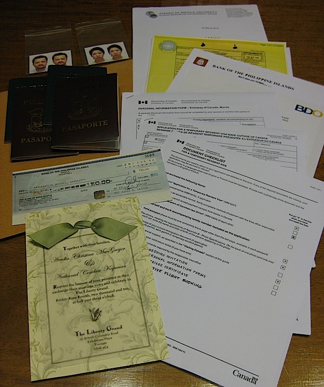 Canadian visa application documents