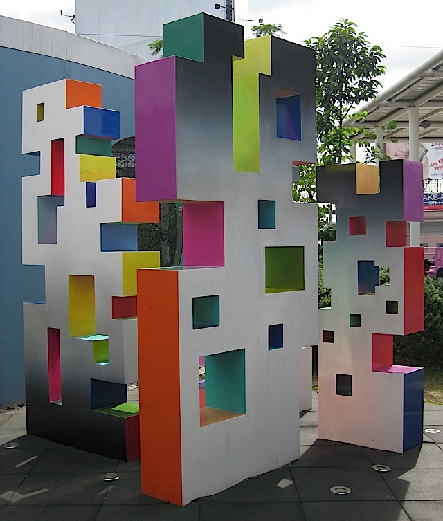 Joel Ferraris' sculpture 'Pixel Planes' at SM City North EDSA's Sky Garden