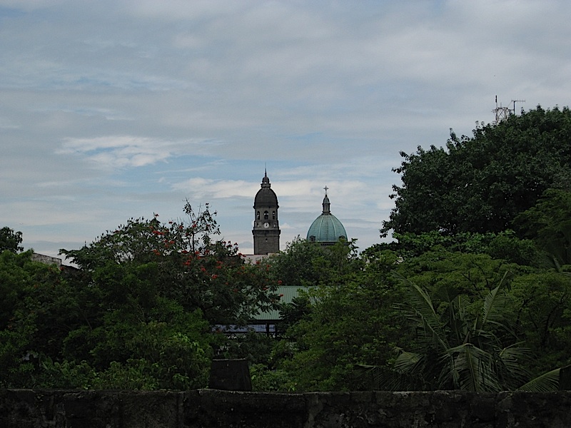 clock and bell tower and dome of the Manila Cathedral