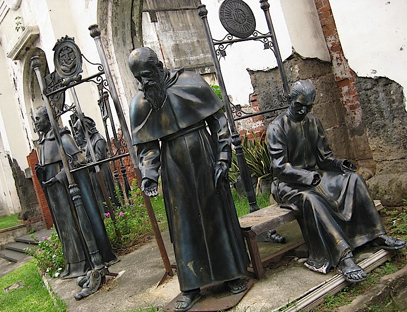statues of the first five Catholic religious orders in the Philippines located in Intramuros
