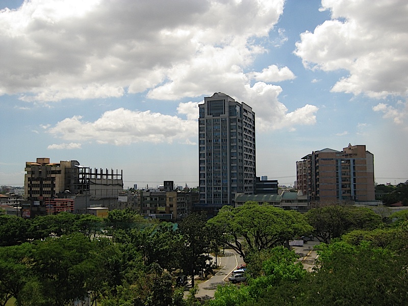 the buildings of Katipunan Avenue as seen from the roofdeck of Ateneo's Leong Hall