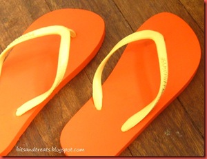 orange and yellow penshoppe flip flops, by bitsandtreats