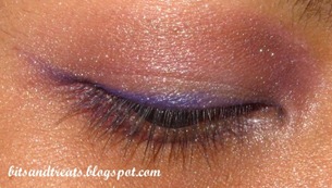 sparkly notd with nichido purple eye liner, by bitsandtreats