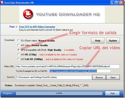 Menú del programa YouTube Downloader HD Menú del programa YouTube Downloader HD