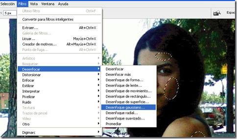 Menú Desenfoque Gaussiano de Photoshop Menú Desenfoque Gaussiano de Photoshop