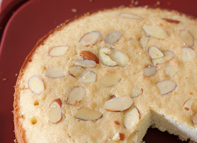 overhead photo of an almond tea cake