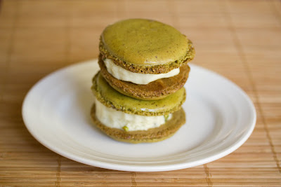 photo of two Macaron Ice Cream Sandwiches stacked on a plate