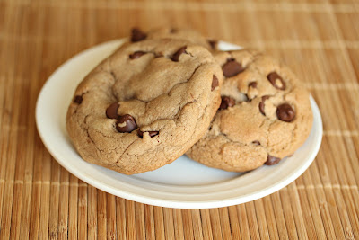 photo of two Nutella Chocolate Chip Cookies on a plate