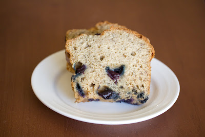 photo of a slice of Blueberry banana bread
