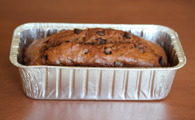 photo of chocolate banana bread in a baking pan