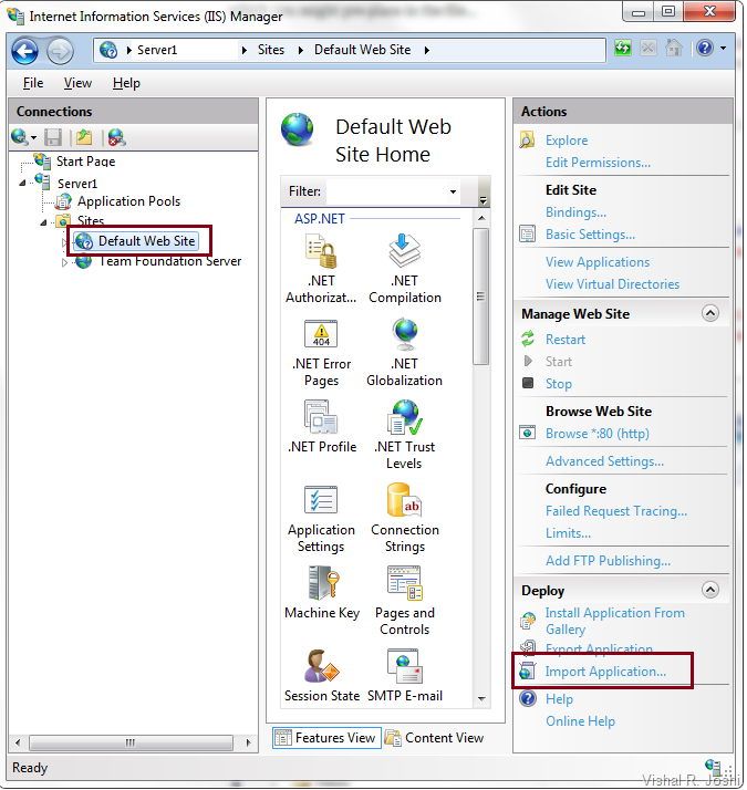 IIS Manager Import Application