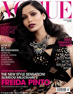 Freida Pinto Vogue India March 2009 cover photo