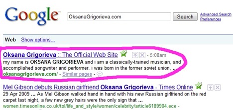 OksanaGrigorieva dot com google search screen grab