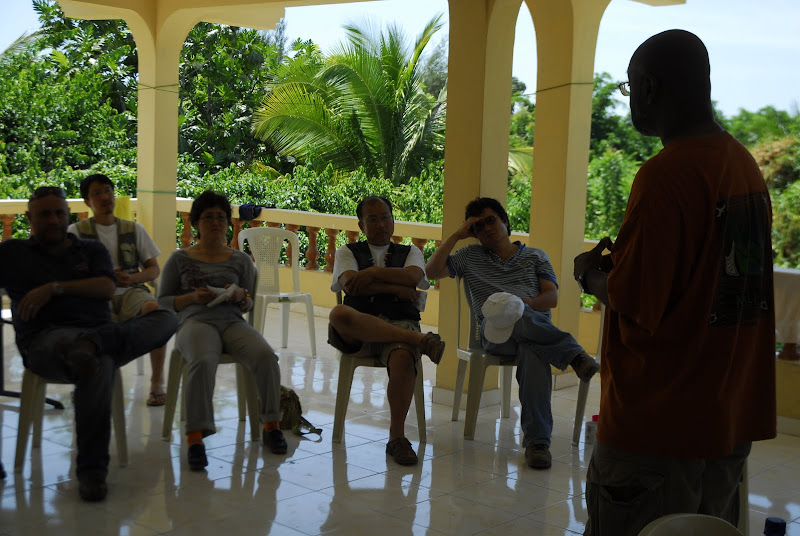 Adam Abraham speaks to Korena missionaries in Haiti