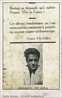 Carla Bodoni en Dada. París: n.7, marzo 1920. Editada por Tristan Tzara. Pulsar para ver la imagen completa