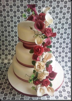 3-tier-Handmade-mixed-flowers-wedding-cake