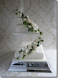 2-tier-Draped-Roses-and-Lillies-wedding-cake