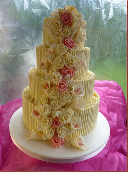 4-tier-cigerellos,-Rose-and-Lillies-wedding-cake