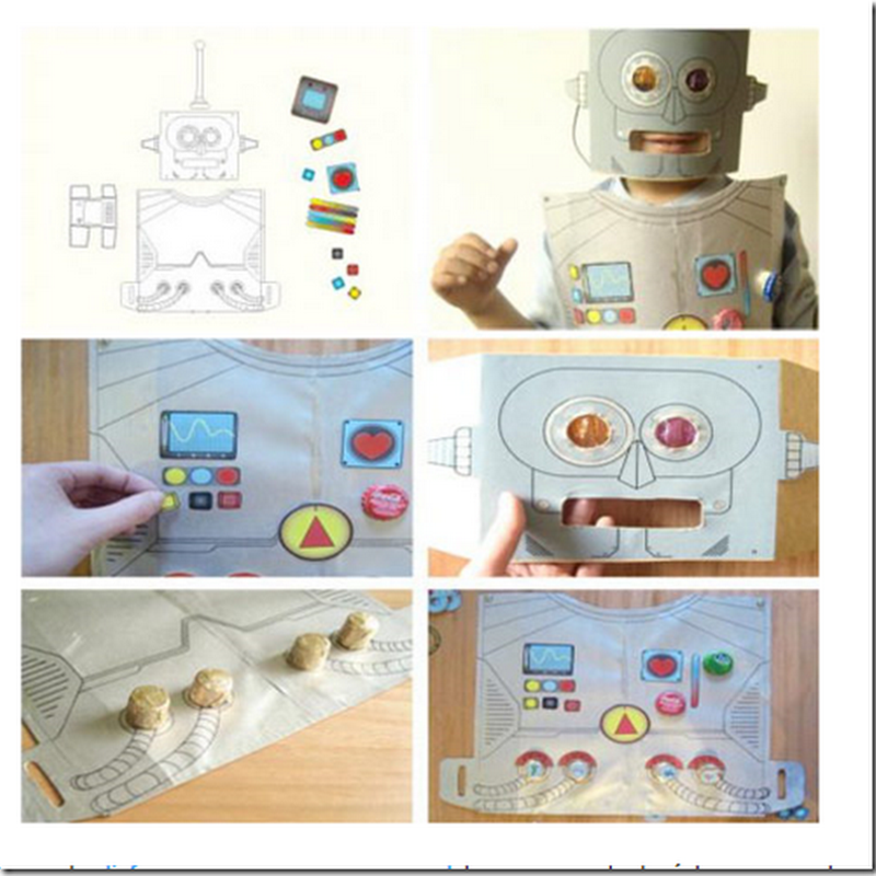 Disfraz de robot en cartón con plantillas para recortar