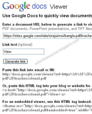 how to embed PDF document in webpages by google docs viewer