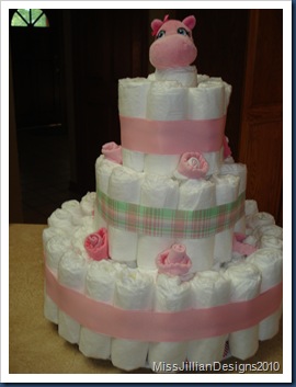 Finished diaper cake - for girl