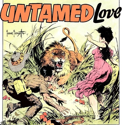 Untamed love Lion attack Frank Frazetta romance comics scans