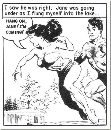 man and woman dive into lake Frank Frazetta romance comics scans