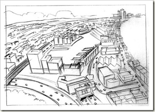 storyboarding panel downshot on city and highway