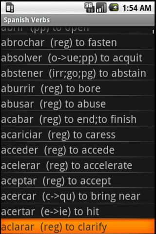 Android application Spanish Verbs Pro screenshort
