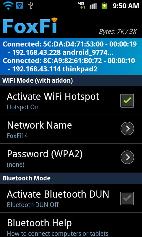 Android application FoxFi AddOn screenshort