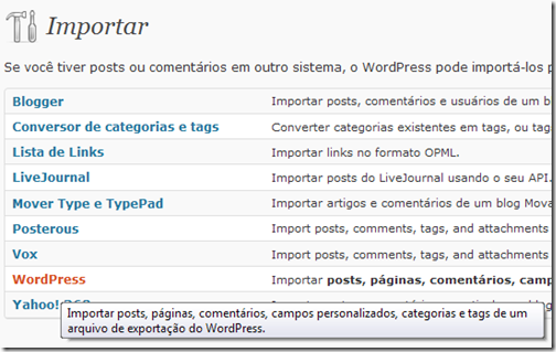 Importar Wordpress