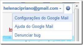 Configurações do Google Mail